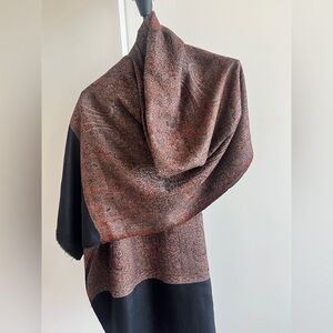 Stunning Jamavar style paisley Ethnic shawl wrap 100% wool 42" x 82" NEW black